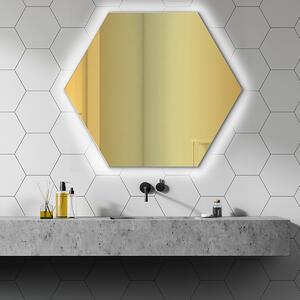 Gaudia Zrcadlo Puro Hexagon LED - gold glass Rozměr: 40 x 34,6 cm
