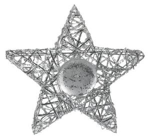 Svícen ve tvaru 3D- hvězdy, stříbrná barva