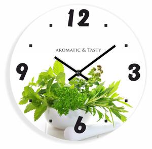 Kuchyňské nástěnné hodiny s bylinkami