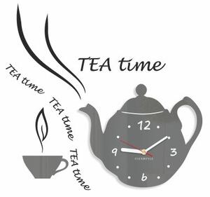 Tea Time hodiny s kuchyňským motivem Sivá