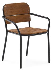 Černo-hnědá dřevěno-kovová zahradní židle Algueret – Kave Home