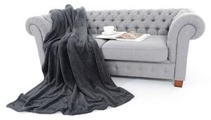 Dekorační deka a přikrývka v tmavě šedé barvě 150 x 200 cm