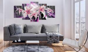 Obraz lilie s abstrakcí na akrylátovém skle - Violet Inspiration - 200x100