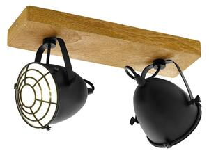 Stropní reflektor Gatebeck, dřevo a kov, 2-žár