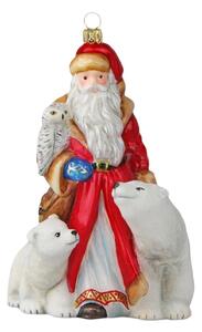 Dům Vánoc Sběratelská skleněná ozdoba na stromeček Santa a lední medvědi