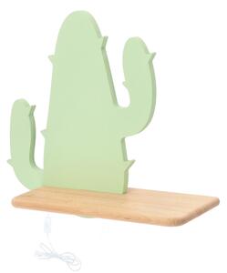 LED Dětské nástěnné svítidlo s poličkou CACTUS LED/4W/230V zelená/dřevo