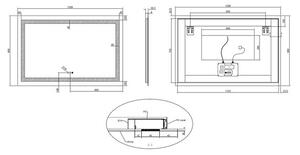 EBS Triton Zrcadlo 120x80 cm s LED osvětlením po obvodu a dotykovými tlačítky