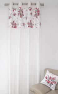 Dekorační bílý set do ložnice ve stylu vintage s kyticí rudých květů