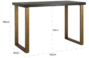 Černo mosazný dubový barový stůl Richmond Blackbone 160 x 80 cm
