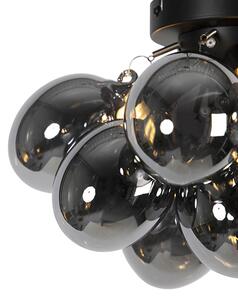 Designové stropní svítidlo černé s kouřovým sklem 3-světlo - Uvas