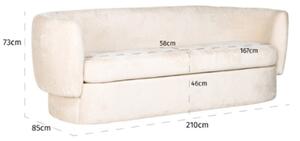 Bílá látková třímístná pohovka Richmond Donatella 210 cm