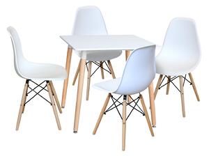 Idea nábytek Jídelní stůl 80x80 UNO bílý + 4 židle UNO bílé