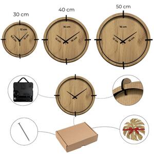 Dřevěné nástěnné hodiny s přírodním motivem Designová dekorace | SENTOP HDF0587-GOLD-OAK