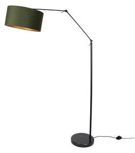 Stojací lampa černá nastavitelná se zeleným stínidlem a zlatým vnitřkem 50 cm - Editor