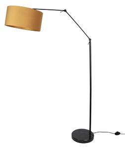 Stojací lampa černá nastavitelná se žlutým stínidlem a zlatým vnitřkem 50 cm - Editor