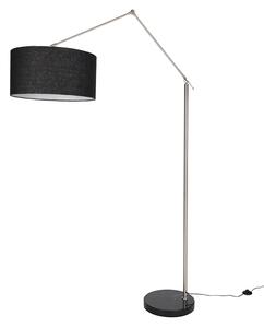 Stojací lampa ocelová nastavitelná s černým stínidlem 50 cm - Editor
