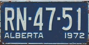 Ceduľa značka USA Alberta 1972 30,5cm x 15,5cm Plechová tabuľa