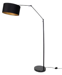 Nastavitelná černá stojací lampa s černým stínidlem a zlatým vnitřkem 50 cm - Editor