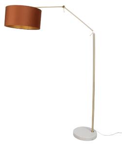 Stojací lampa zlatá nastavitelná s oranžovým stínidlem a zlatým vnitřkem 50 cm - Editor