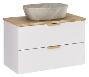 Comad Závěsná skříňka Aster Nature Anna s deskou a umyvadlem 80 cm bílá/dub cremona