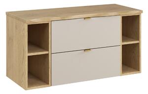 Comad Závěsná skříňka pod umyvadlo Dalia Cashmere Nature s deskou a regály 100 cm kašmír/dub cremona