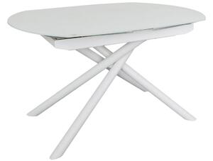 Bílý skleněný rozkládací jídelní stůl Kave Home Yodalia 130/190 x 100 cm