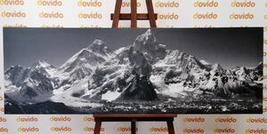 Obraz nádherný vrchol hory v černobílém provedení