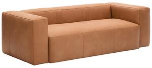 Hnědá kožená třímístná pohovka Kave Home Blok 240 cm