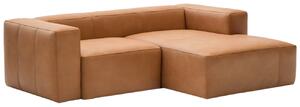 Hnědá kožená rohová pohovka Kave Home Blok 240 cm, pravá