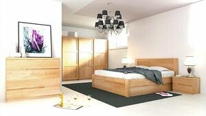 Dřevěná postel z masivu ONTARIO Dub postel s úložným prostorem 160x200cm - dubové dvoulůžko o šíři masivu 3,7 cm
