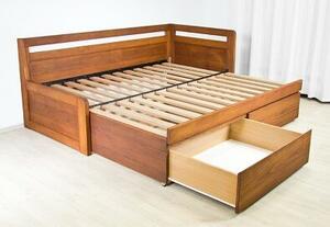 Postel SOFA DUO Buk 180x200 / 2x 90x200 - Rozkládací dřevěná postel z masivu o šíři 4 cm