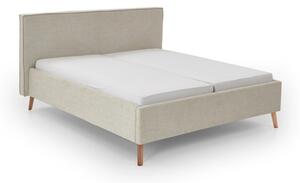 Krémová čalouněná dvoulůžková postel s úložným prostorem s roštem 160x200 cm Riva – Meise Möbel