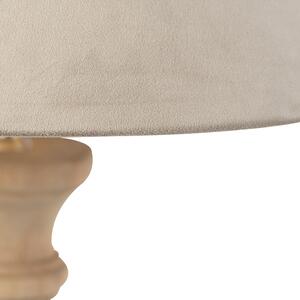 Venkovská stolní lampa ze dřeva se sametovým tupým odstínem - Lopuch