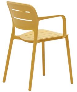 Hořčicově žlutá plastová zahradní židle Kave Home Morella