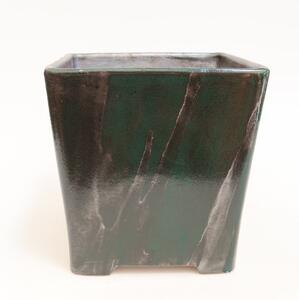 E-bonsai Keramická bonsai miska 13 x 13 x 13,5 cm kovovozelená