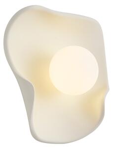 Nástěnná lampa Japandi krémová s bílým sklem - Parel