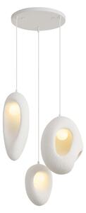 Japandi závěsná lampa bílá s organickým stínidlem, 3 světla - Moonstone