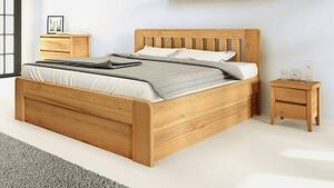Postel DENVER s úložným prostorem 200 x 200 dub - Dřevěná postel z masivu, dubové manželské dvoulůžko o šíři masivu 3,7 cm