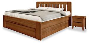 Postel DENVER s úložným prostorem 140 x 200 dub - Dřevěná postel z masivu, dubové manželské dvoulůžko o šíři masivu 3,7 cm