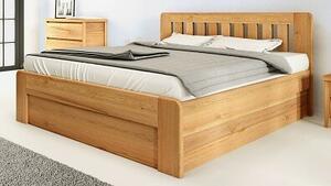 Postel DENVER s úložným prostorem 140 x 200 dub - Dřevěná postel z masivu, dubové manželské dvoulůžko o šíři masivu 3,7 cm