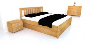 Dřevěná postel z masivu MIA s úložným prostorem 180 x 200 cm Dub - manželské dvoulůžko o šíři masivu 3,7 cm