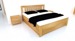 Dřevěná postel z masivu MIA s úložným prostorem 160 x 200 cm Dub - manželské dvoulůžko o šíři masivu 3,7 cm
