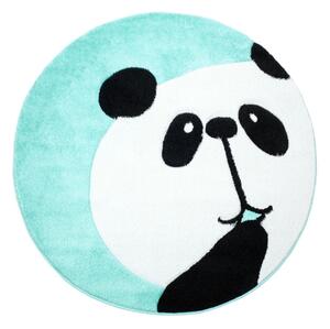 Mentolový dětský kulatý koberec PANDA