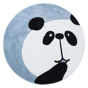 Dětský modrý kulatý koberec panda