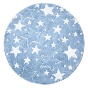 Originální modrý kulatý koberec STARS