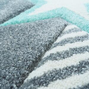 Stylový mentolově šedý kulatý koberec HVĚZDY