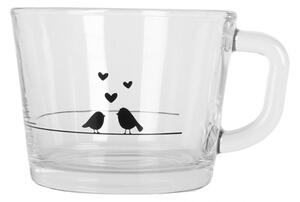 Skleněný hrneček s ptáčky Love Birds – 13x10x9 cm / 450 ml