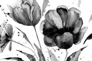 Obraz nádherné černobílé tulipány v zajímavém provedení