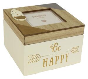 Dřevěná krabička motiv Be Happy