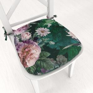 Biante Oblý podsedák Parma PM-114 Fialové květy na tmavě zeleném - 39x37x3 cm